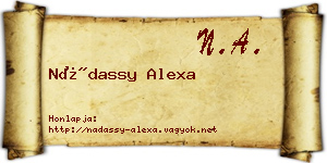 Nádassy Alexa névjegykártya